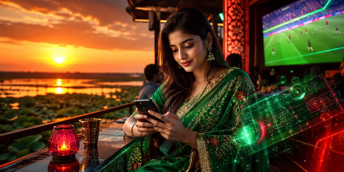 তাঙ্গুয়ার হাওরে মোবাইলে ক্যাসিনো ব্যবহারকারী শাড়ি পরিহিত নারী